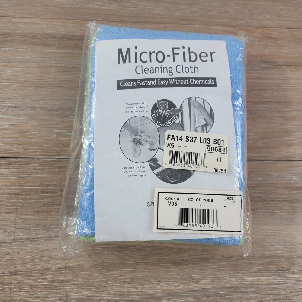 5 Pack Microfiber Cleaning Cloths V95 Blue Green Orange Reusable Multi-Surface